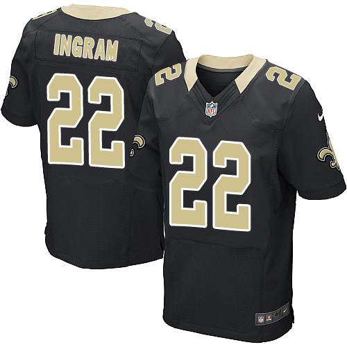  Saints #22 Mark Ingram Black Team Color Men's Stitched NFL Elite Jersey