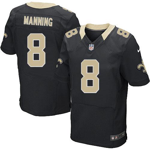  Saints #8 Archie Manning Black Team Color Men's Stitched NFL Elite Jersey