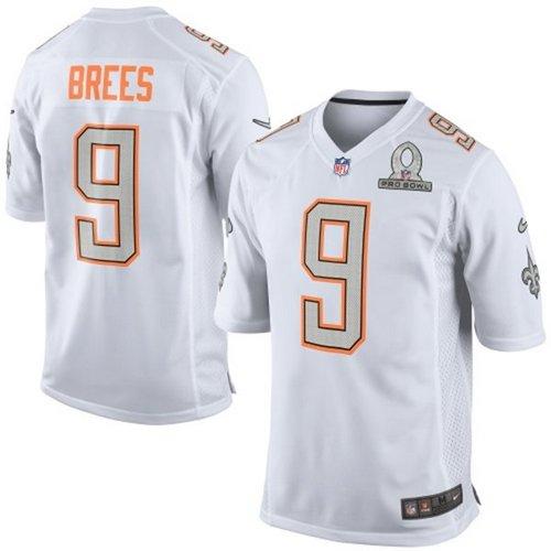  Saints #9 Drew Brees White Pro Bowl Men's Stitched NFL Elite Team Rice Jersey