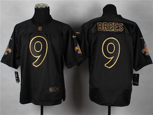  Saints #9 Drew Brees Black Gold No. Fashion Men's Stitched NFL Elite Jersey