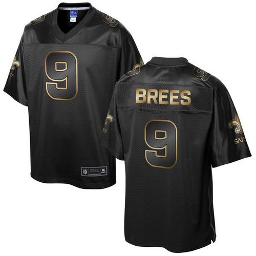  Saints #9 Drew Brees Pro Line Black Gold Collection Men's Stitched NFL Game Jersey