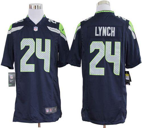  Seahawks #24 Marshawn Lynch Steel Blue Men's Stitched NFL Game Jersey