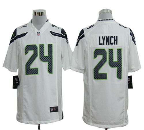  Seahawks #24 Marshawn Lynch White Men's Stitched NFL Game Jersey