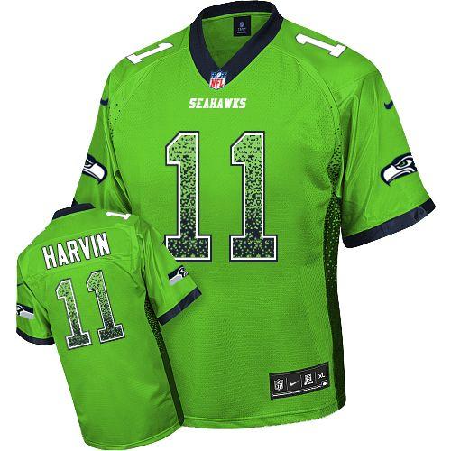  Seahawks #11 Percy Harvin Green Men's Stitched NFL Elite Drift Fashion Jersey