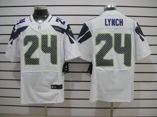  Seahawks #24 Marshawn Lynch White Men's Stitched NFL Elite Jersey