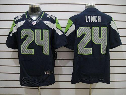  Seahawks #24 Marshawn Lynch Steel Blue Team Color Men's Stitched NFL Elite Jersey