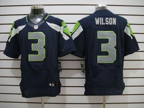  Seahawks #3 Russell Wilson Steel Blue Team Color Men's Stitched NFL Elite Jersey
