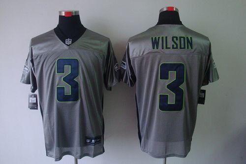  Seahawks #3 Russell Wilson Grey Shadow Men's Stitched NFL Elite Jersey