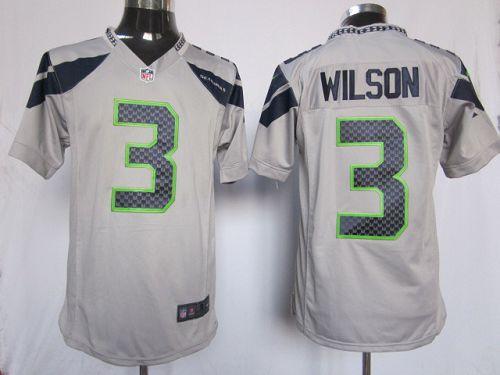  Seahawks #3 Russell Wilson Grey Alternate Men's Stitched NFL Game Jersey