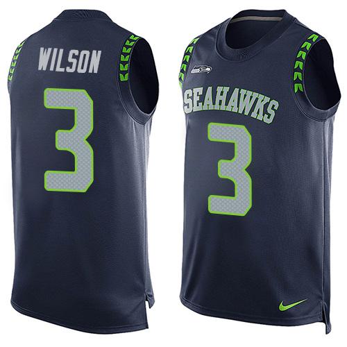  Seahawks #3 Russell Wilson Steel Blue Team Color Men's Stitched NFL Limited Tank Top Jersey