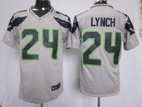  Seahawks #24 Marshawn Lynch Grey Alternate Men's Stitched NFL Game Jersey