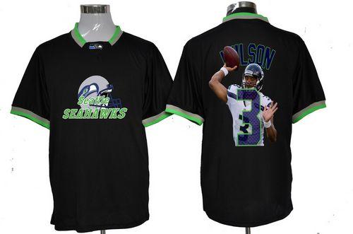  Seahawks #3 Russell Wilson Black Men's NFL Game All Star Fashion Jersey