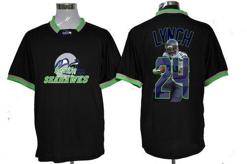  Seahawks #24 Marshawn Lynch Black Men's NFL Game All Star Fashion Jersey