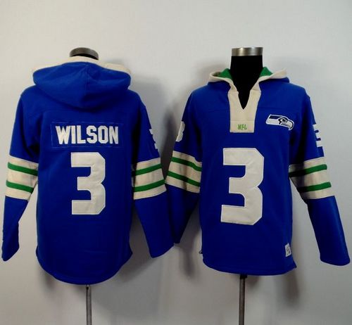Seattle Seahawks #3 Russell Wilson Light Blue Player Winning Method Pullover NFL Hoodie
