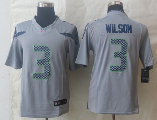  Seahawks #3 Russell Wilson Grey Alternate Men's Stitched NFL Limited Jersey