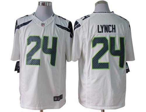  Seahawks #24 Marshawn Lynch White Men's Stitched NFL Limited Jersey