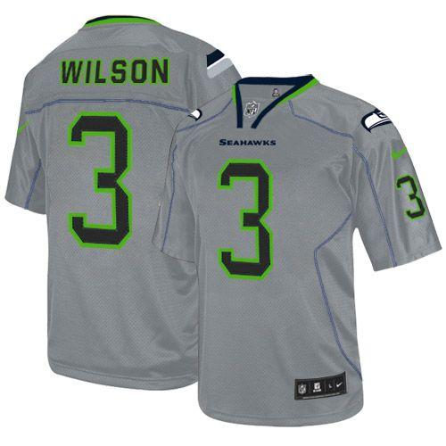 Seahawks #3 Russell Wilson Lights Out Grey Men's Stitched NFL Elite Jersey