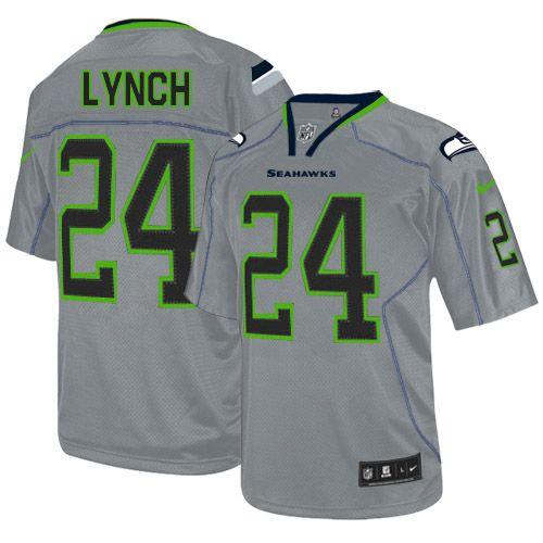  Seahawks #24 Marshawn Lynch Lights Out Grey Men's Stitched NFL Elite Jersey