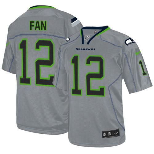  Seahawks #12 Fan Lights Out Grey Men's Stitched NFL Elite Jersey
