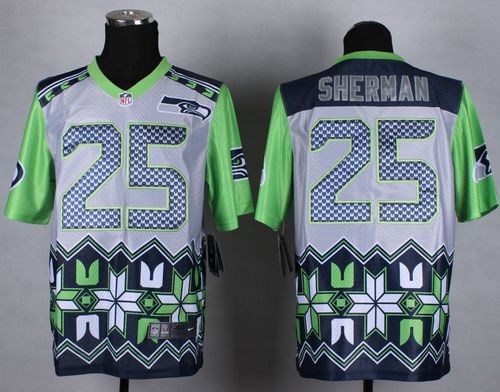  Seahawks #25 Richard Sherman Grey Men's Stitched NFL Elite Noble Fashion Jersey