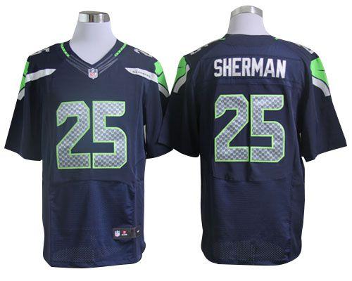  Seahawks #25 Richard Sherman Steel Blue Team Color Men's Stitched NFL Elite Jersey