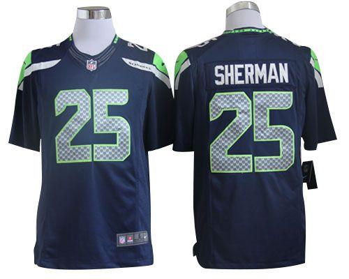  Seahawks #25 Richard Sherman Steel Blue Team Color Men's Stitched NFL Limited Jersey