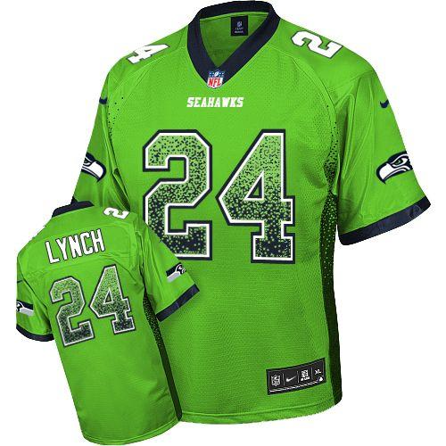  Seahawks #24 Marshawn Lynch Green Men's Stitched NFL Elite Drift Fashion Jersey