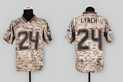  Seahawks #24 Marshawn Lynch Camo USMC Men's Stitched NFL New Elite Jersey