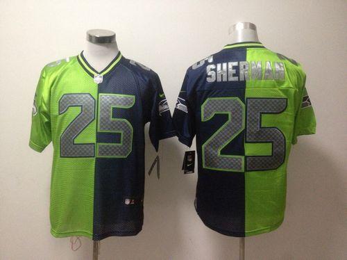  Seahawks #25 Richard Sherman Steel Blue/Green Men's Stitched NFL Elite Split Jersey