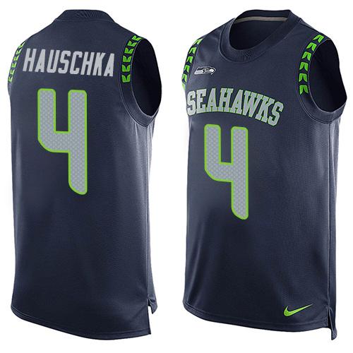  Seahawks #4 Steven Hauschka Steel Blue Team Color Men's Stitched NFL Limited Tank Top Jersey