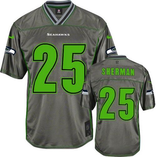  Seahawks #25 Richard Sherman Grey Men's Stitched NFL Elite Vapor Jersey