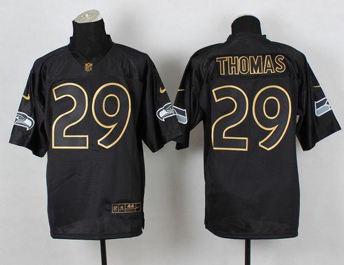  Seahawks #29 Earl Thomas III Black Gold No. Fashion Men's Stitched NFL Elite Jersey