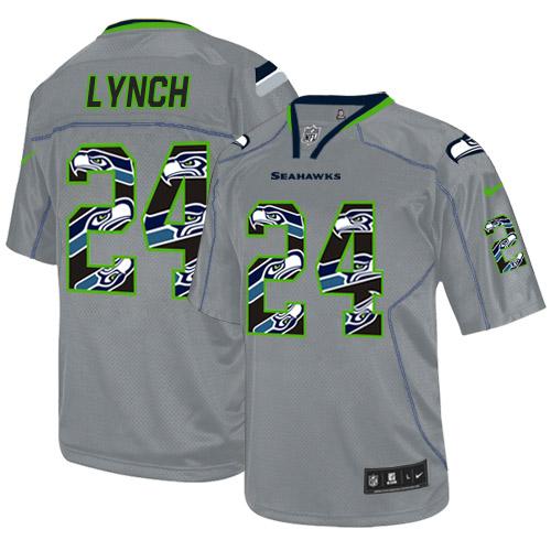  Seahawks #24 Marshawn Lynch New Lights Out Grey Men's Stitched NFL Elite Jersey