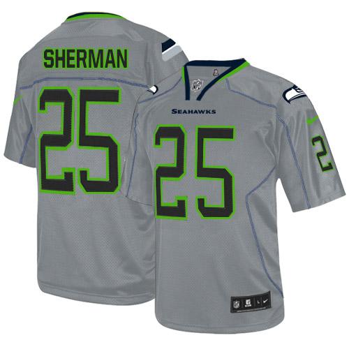  Seahawks #25 Richard Sherman Lights Out Grey Men's Stitched NFL Elite Jersey