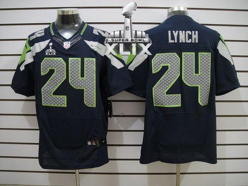  Seahawks #24 Marshawn Lynch Steel Blue Team Color Super Bowl XLIX Men's Stitched NFL Elite Jersey