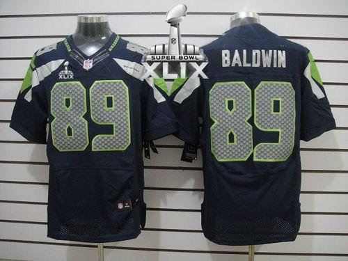  Seahawks #89 Doug Baldwin Steel Blue Team Color Super Bowl XLIX Men's Stitched NFL Elite Jersey