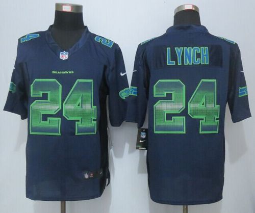  Seahawks #24 Marshawn Lynch Steel Blue Team Color Men's Stitched NFL Limited Strobe Jersey