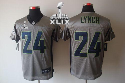  Seahawks #24 Marshawn Lynch Grey Shadow Super Bowl XLIX Men's Stitched NFL Elite Jersey
