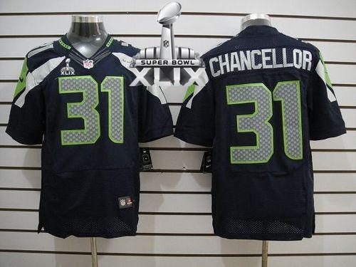 Seahawks #31 Kam Chancellor Steel Blue Team Color Super Bowl XLIX Men's Stitched NFL Elite Jersey