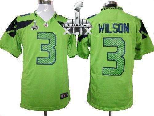  Seahawks #3 Russell Wilson Green Alternate Super Bowl XLIX Men's Stitched NFL Game Jersey