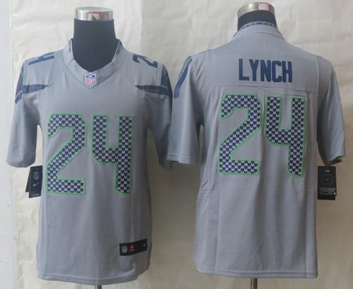  Seahawks #24 Marshawn Lynch Grey Alternate Men's Stitched NFL Limited Jersey