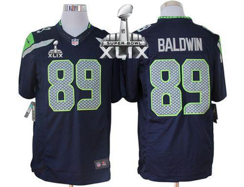  Seahawks #89 Doug Baldwin Steel Blue Team Color Super Bowl XLIX Men's Stitched NFL Limited Jersey