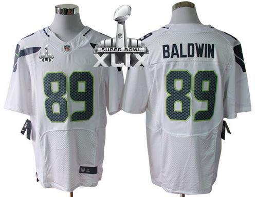  Seahawks #89 Doug Baldwin White Super Bowl XLIX Men's Stitched NFL Elite Jersey