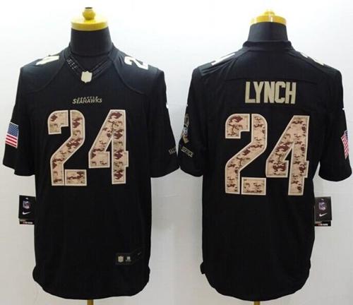  Seahawks #24 Marshawn Lynch Black Men's Stitched NFL Limited Salute to Service Jersey