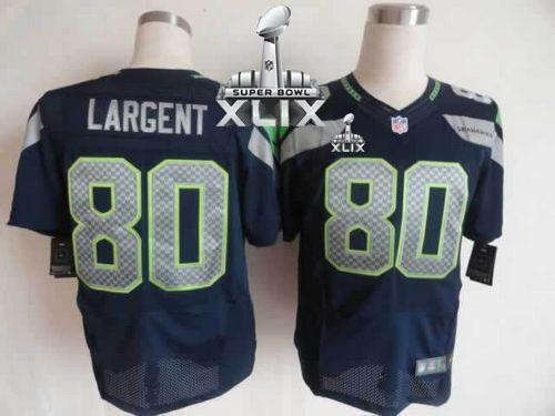  Seahawks #80 Steve Largent Steel Blue Team Color Super Bowl XLIX Men's Stitched NFL Elite Jersey