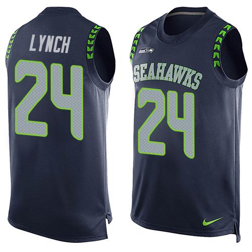  Seahawks #24 Marshawn Lynch Steel Blue Team Color Men's Stitched NFL Limited Tank Top Jersey