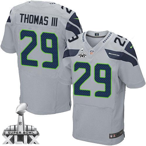  Seahawks #29 Earl Thomas III Grey Alternate Super Bowl XLIX Men's Stitched NFL Elite Jersey