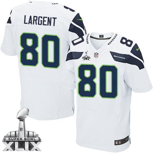  Seahawks #80 Steve Largent White Super Bowl XLIX Men's Stitched NFL Elite Jersey