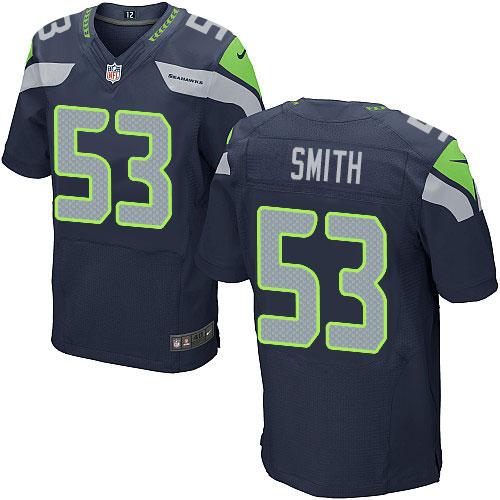 Seahawks #53 Malcolm Smith Steel Blue Team Color Men's Stitched NFL Elite Jersey