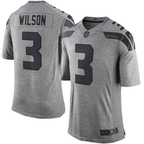  Seahawks #3 Russell Wilson Gray Men's Stitched NFL Limited Gridiron Gray Jersey